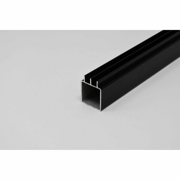 Eztube Lower Sliding Door Track Extrusion for 1/4in Panel Panel  Black, 12in L x 1in W x 1in H, QR 1 End 100-240L BK 1QR 1